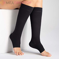 Гольфы компрессионные с открытым носком, класс компрессии 1, цвет черный ТК.910 Evolution